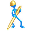 Construction Worker With Gold Pen Construction Worker With Gold Pen