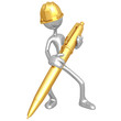 Construction Worker With Gold Pen Construction Worker With Gold Pen