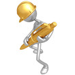 Construction Worker With Gold Pen Construction Worker With Gold Pen