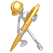 Construction Worker With Gold Pen Construction Worker With Gold Pen