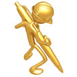Construction Worker With Gold Pen Construction Worker With Gold Pen