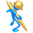 Construction Worker With Gold Pen Construction Worker With Gold Pen