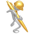 Construction Worker With Gold Pen Construction Worker With Gold Pen