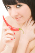 cute girl with chili pepper