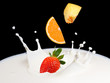 strawberry splash in milk strawberry splash in milk