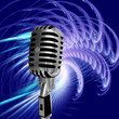 retro microphone on abstract background