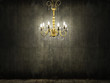 chandelier in dark grungy concrete room