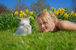 Woman and rabbit