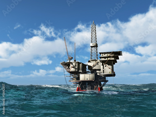 Illustration: Sea Oil Rig Drilling Platform Sea Oil Rig Drilling Platform