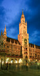 The night scene of Munich town hall