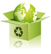 Green globe in a box