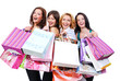 people  group happy with colored bags
