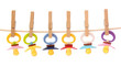 Hanging dummies isolated on white background