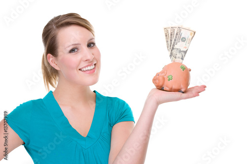 Photo: Woman With Piggybank Woman With Piggybank