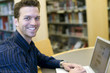 man researching