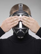 Man wearing gas mask