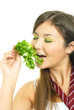 pretty girl eating parsley pretty girl eating parsley
