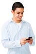 Happy Man Using Mobile Phone