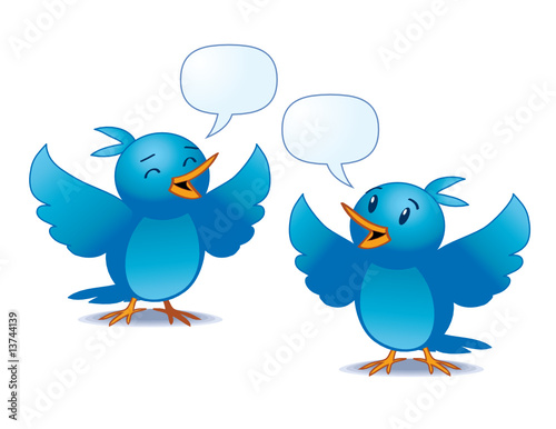 vector illustration of two blue birds talking vector illustration of two blue birds talking
