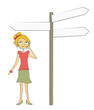 femme panneau direction