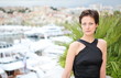Beautiful model on the balcony of Palais des Festivals in Cannes