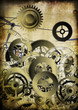Collage of clocks on vintage texture