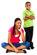 Portrait of teenage girl with boy