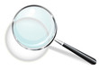 isolated metalic magnifier with shadow