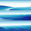 Set Of Blue Abstract Wave Backgrounds