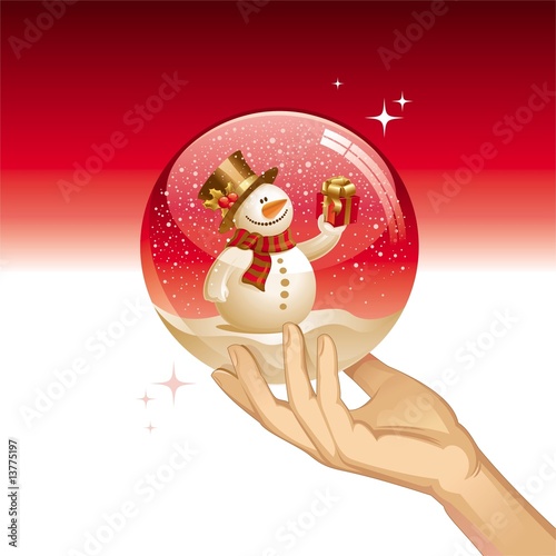 Vector: Snowglobe with snowman Snowglobe with snowman
