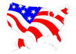 Map of US with flag