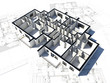 3D image of a floorplan and some blueprints