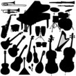Vektor: 22 pieces of detailed vectoral musical instrument silhouettes. 22 pieces of detailed vectoral musical instrument silhouettes.