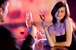 Couple on romantic date or celebrating together at restaurant Couple on romantic date or celebrating together at restaurant