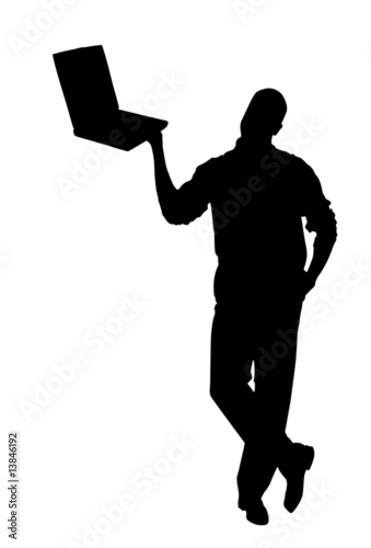 Illustration: Male with laptop isolated Male with laptop isolated