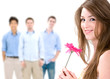 Attractive woman being courted.