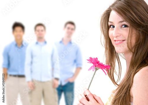 Photo: Attractive woman being courted. Attractive woman being courted.