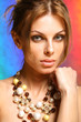 Photo: Portrait young woman with beads Portrait young woman with beads