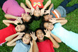Seven children playing in the park. Seven children playing in the park.