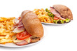 whole wheat stuffed sandwiches with fries