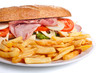 whole wheat stuffed sandwich with fries