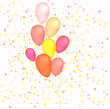 Balloons on light pink and stars background