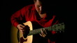 play on guitar in dark. Face play on guitar in dark. Face