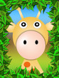 giraffe framed portrait of the leaves. cartoon style giraffe framed portrait of the leaves. cartoon style