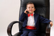 A boy talking with somebody