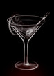 Artistic Illustration Smoke Martini Cocktail Glass on black