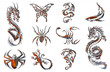 chrome collection of figures on a white background