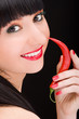 cute girl with chili pepper