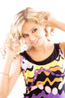Young sexy blond woman with beautiful hairstyle, isolated on wh
