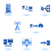 A glossy computer network and internet icon set